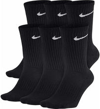 NIKE Unisex Performance Cushion Crew Socks with Bag (6 Pairs), Black/White, Medium