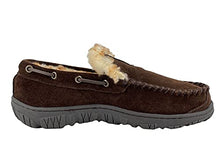 Clarks Mens Suede Venetian Moccasin Slipper A345001 - Warm Plush Faux Fur Lining - Indoor Outdoor House Slippers for Men (8 M US, Dark Brown)